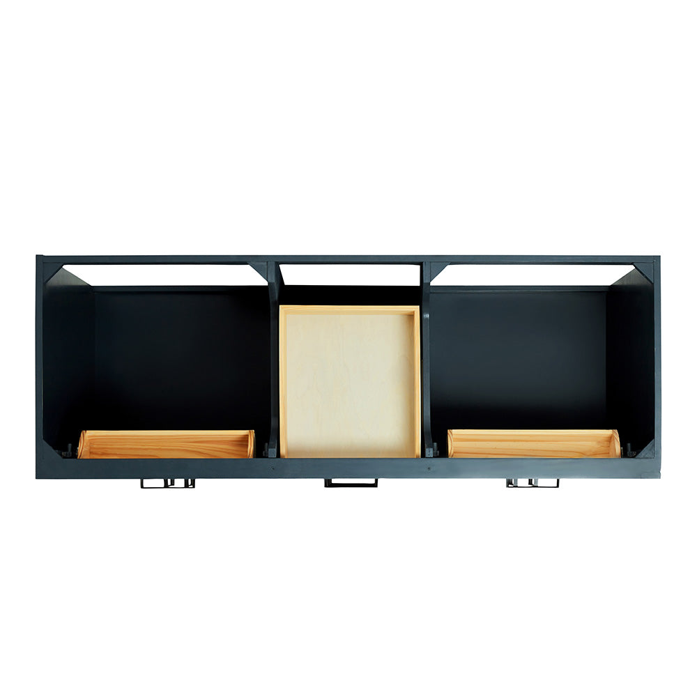 Isabella 60-inch Midnight Blue base cabinet on white back ground top down