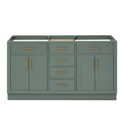 Isabella 60-inch Vintage Green base cabinet on white back ground front view main image