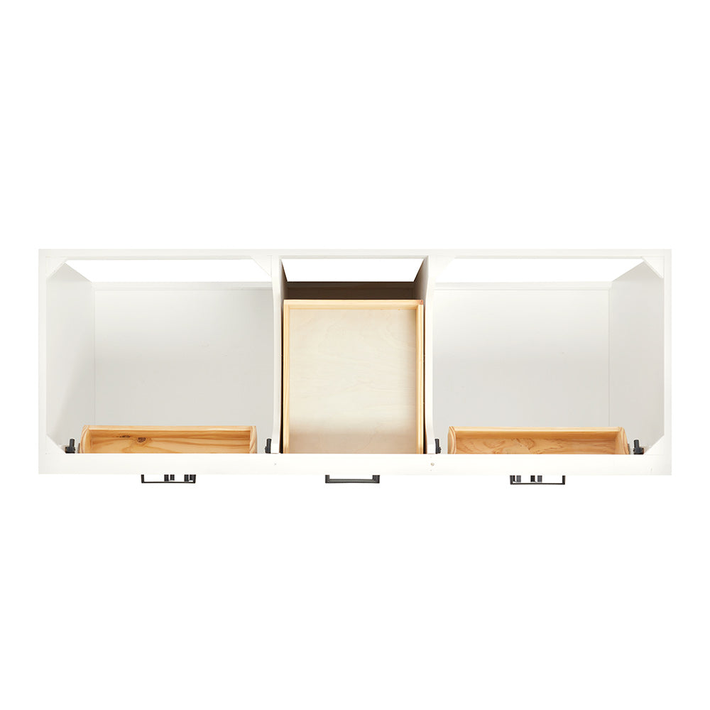 Isabella 60-inch White base cabinet on white back ground top down
