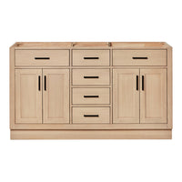 Isabella 60-inch Natural Oak base cabinet on white back ground front view main image