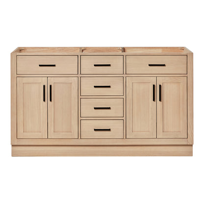 Isabella 60-inch Natural Oak base cabinet on white back ground front view main image