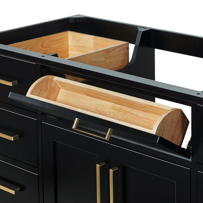 Isabella 60-inch Black base cabinet on white back ground top down