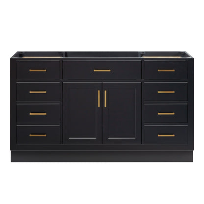 Isabella 60-inch Black base cabinet on white back ground front view main image