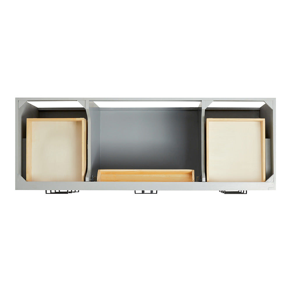 Isabella 60-inch Grey base cabinet on white back ground top down