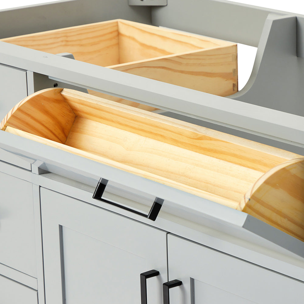 Isabella 60-inch Grey base cabinet on detail 2