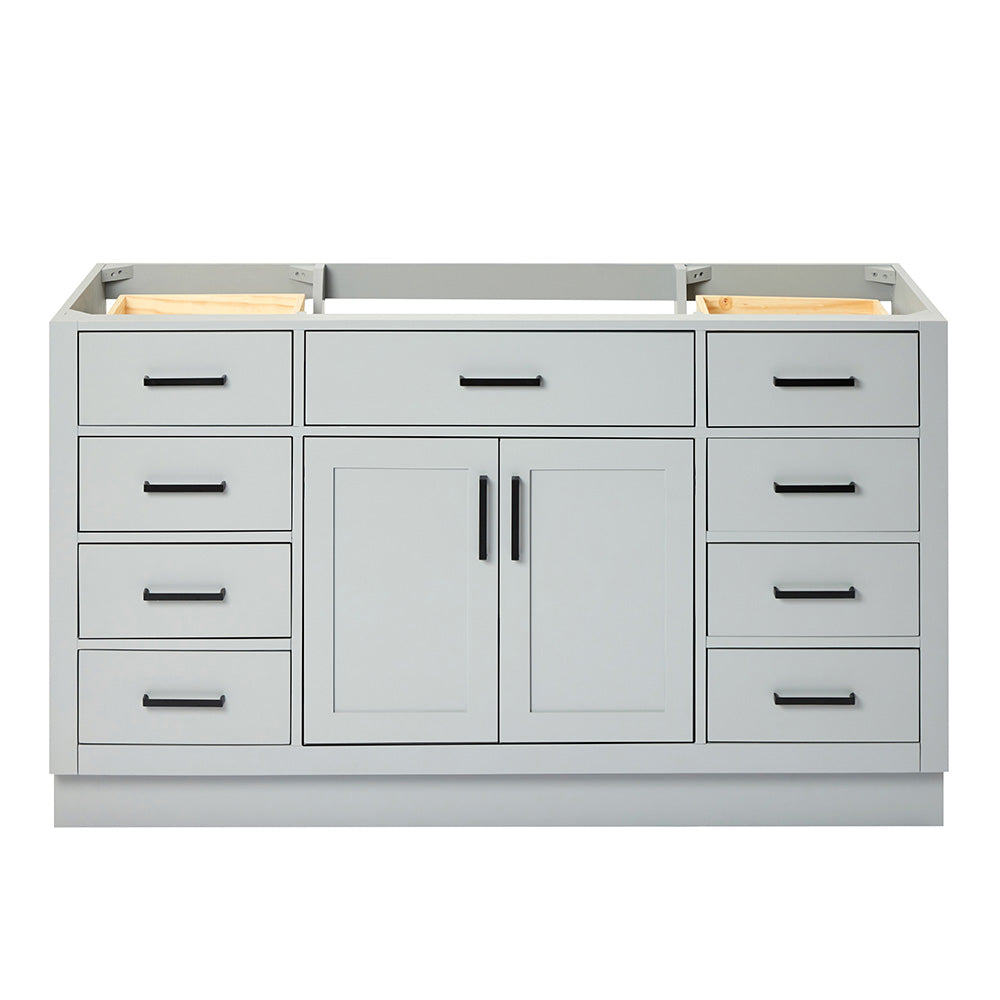 Isabella 60-inch Grey base cabinet on white back ground front view main image
