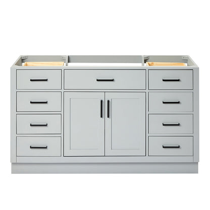 Isabella 60-inch Grey base cabinet on white back ground front view main image