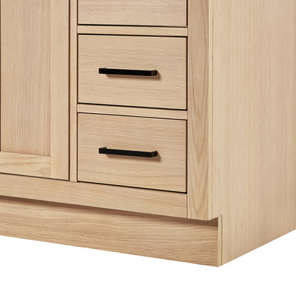 Isabella 60-inch Natural Oak base cabinet on detail 2