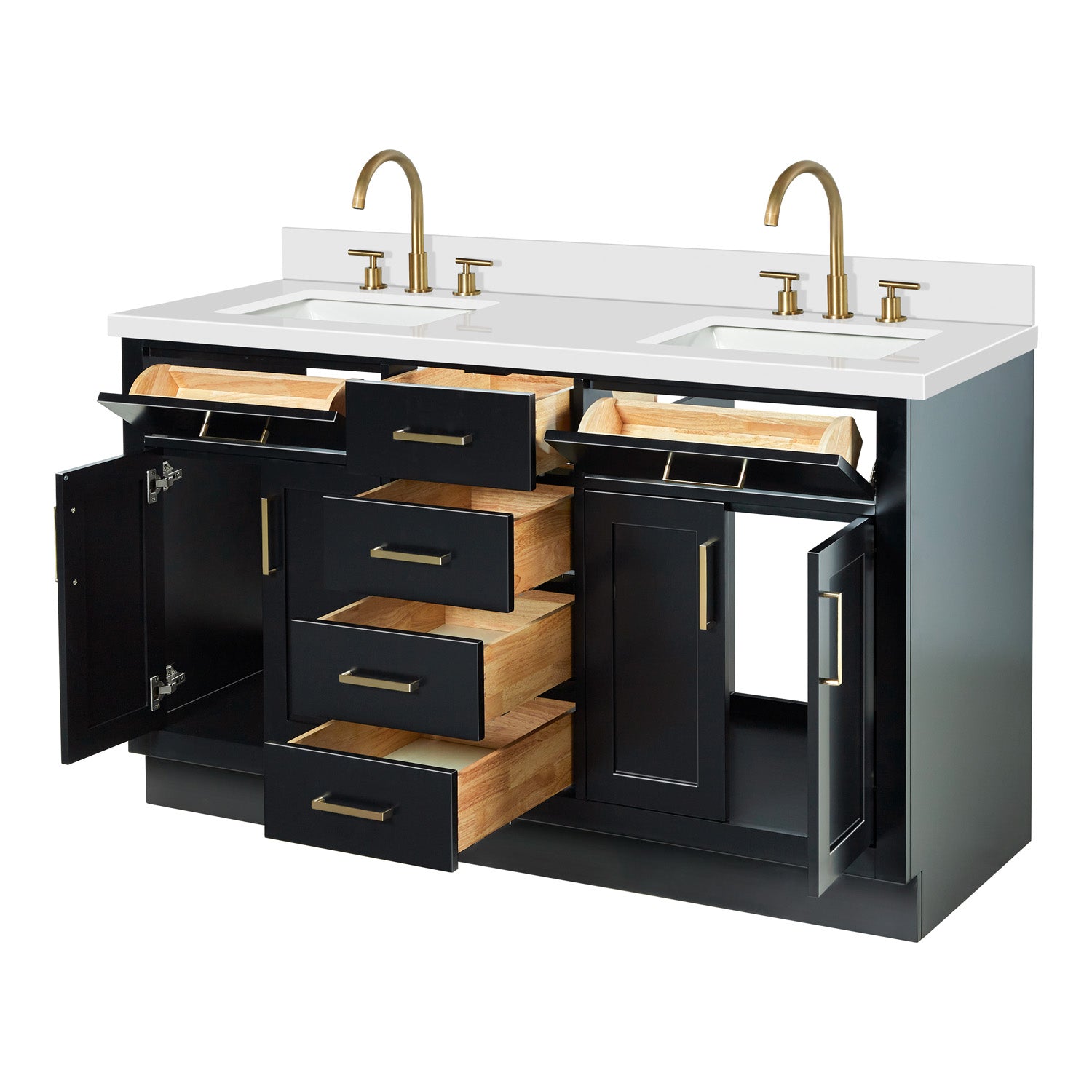 Isabella 60-Inch Black bathroom vanity on white background – product photo 1