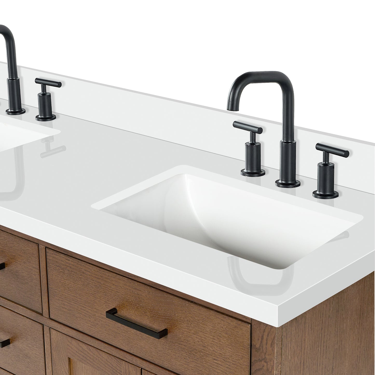 Isabella 60-Inch Brown Oak bathroom vanity on white background – product photo 5
