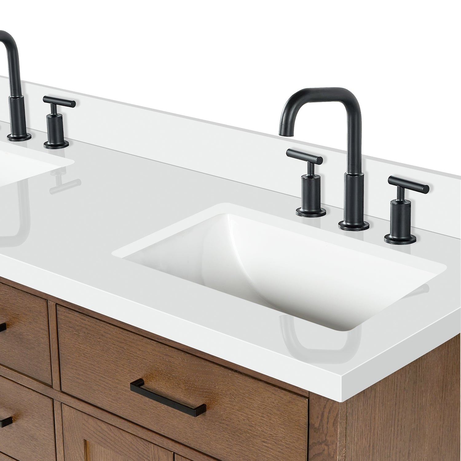 Isabella 60-Inch Brown Oak bathroom vanity on white background – product photo 5