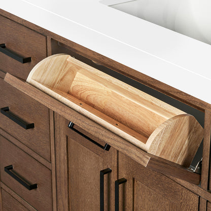 Isabella 60-Inch Brown Oak bathroom vanity on white background – product photo 13