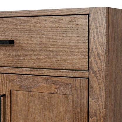 Isabella 60-Inch Brown Oak bathroom vanity on white background – product photo 9