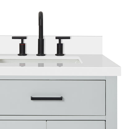 Isabella 60-Inch Grey bathroom vanity on white background – product photo 5