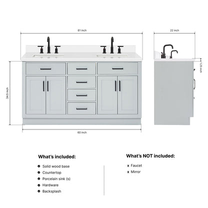 Isabella 60-Inch Grey bathroom vanity dimensions