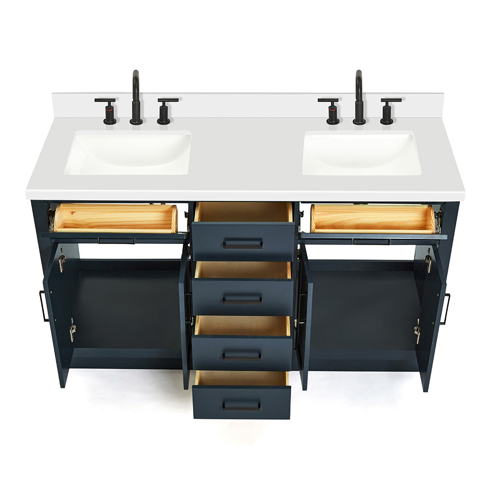 Isabella 60-Inch Midnight Blue bathroom vanity on white background – product photo 2