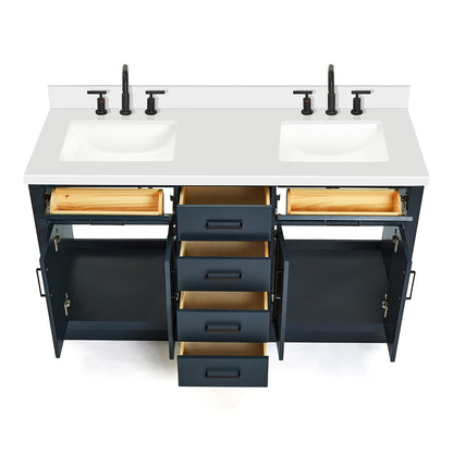 Isabella 60-Inch Midnight Blue bathroom vanity on white background – product photo 2