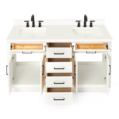 Isabella 60-Inch White bathroom vanity on white background – product photo 2