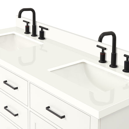 Isabella 60-Inch White bathroom vanity on white background – product photo 5