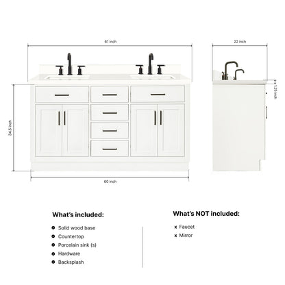 Isabella 60-Inch White bathroom vanity dimensions