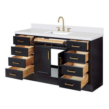 Isabella 60-Inch Black bathroom vanity on white background – product photo 1