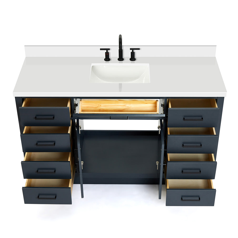Isabella 60-Inch Midnight Blue bathroom vanity on white background – product photo 2