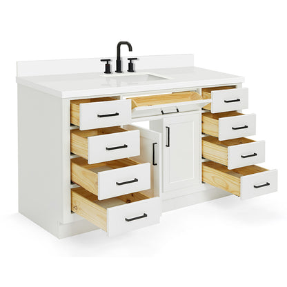 Isabella 60-Inch White bathroom vanity on white background – product photo 1