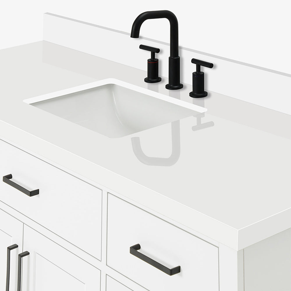 Isabella 60-Inch White bathroom vanity on white background – product photo 5