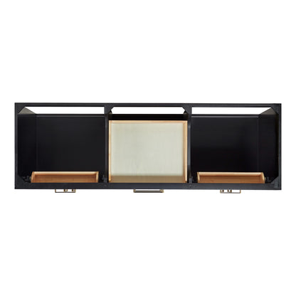 Isabella 66-inch Black base cabinet on white back ground front view open door