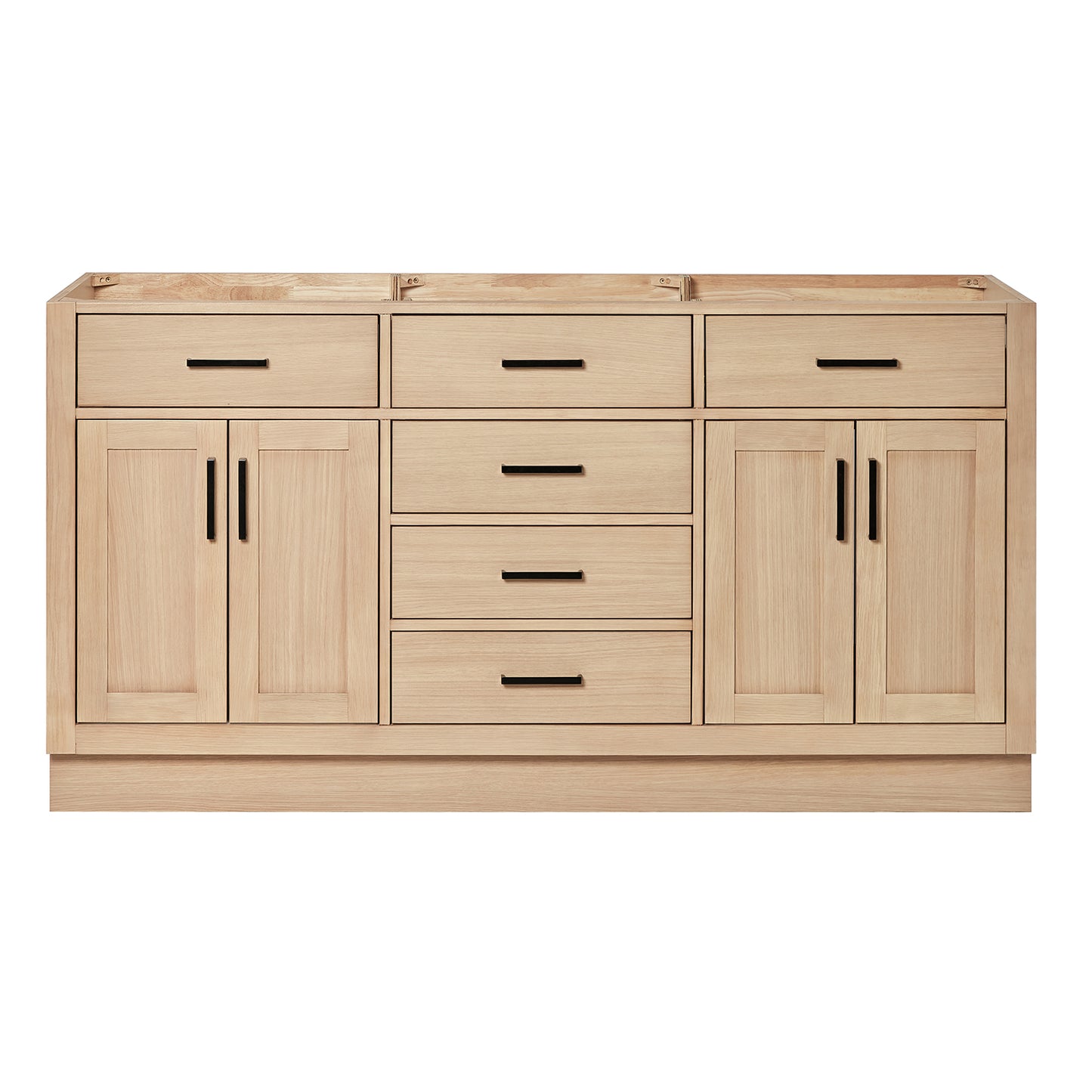 Isabella 66-inch Natural Oak base cabinet on white back ground front view main image