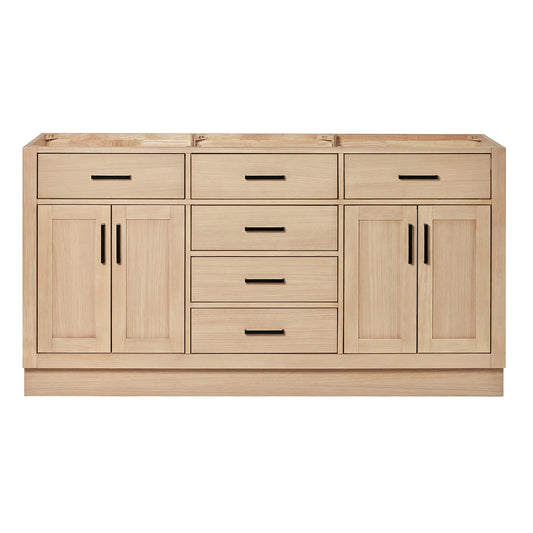 Isabella 66-inch Natural Oak base cabinet on white back ground front view main image