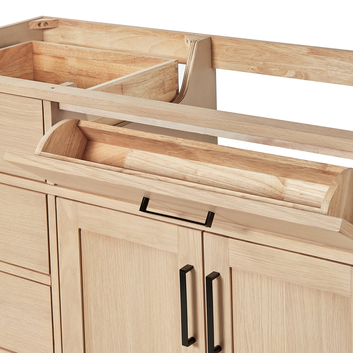 Isabella 66-inch Natural Oak base cabinet on detail 1