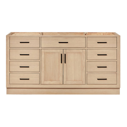 Isabella 66-inch Natural Oak base cabinet on white back ground front view main image
