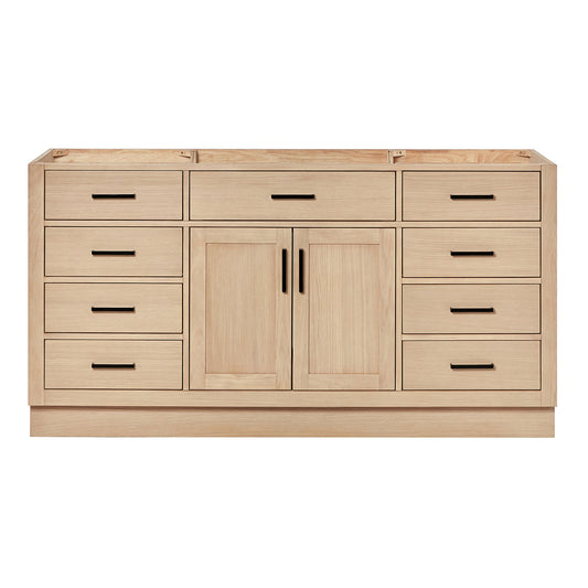 Isabella 66-inch Natural Oak base cabinet on white back ground front view main image