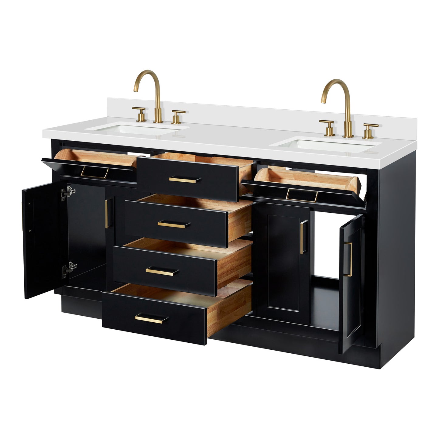 Isabella 66-Inch Black bathroom vanity on white background – product photo 1