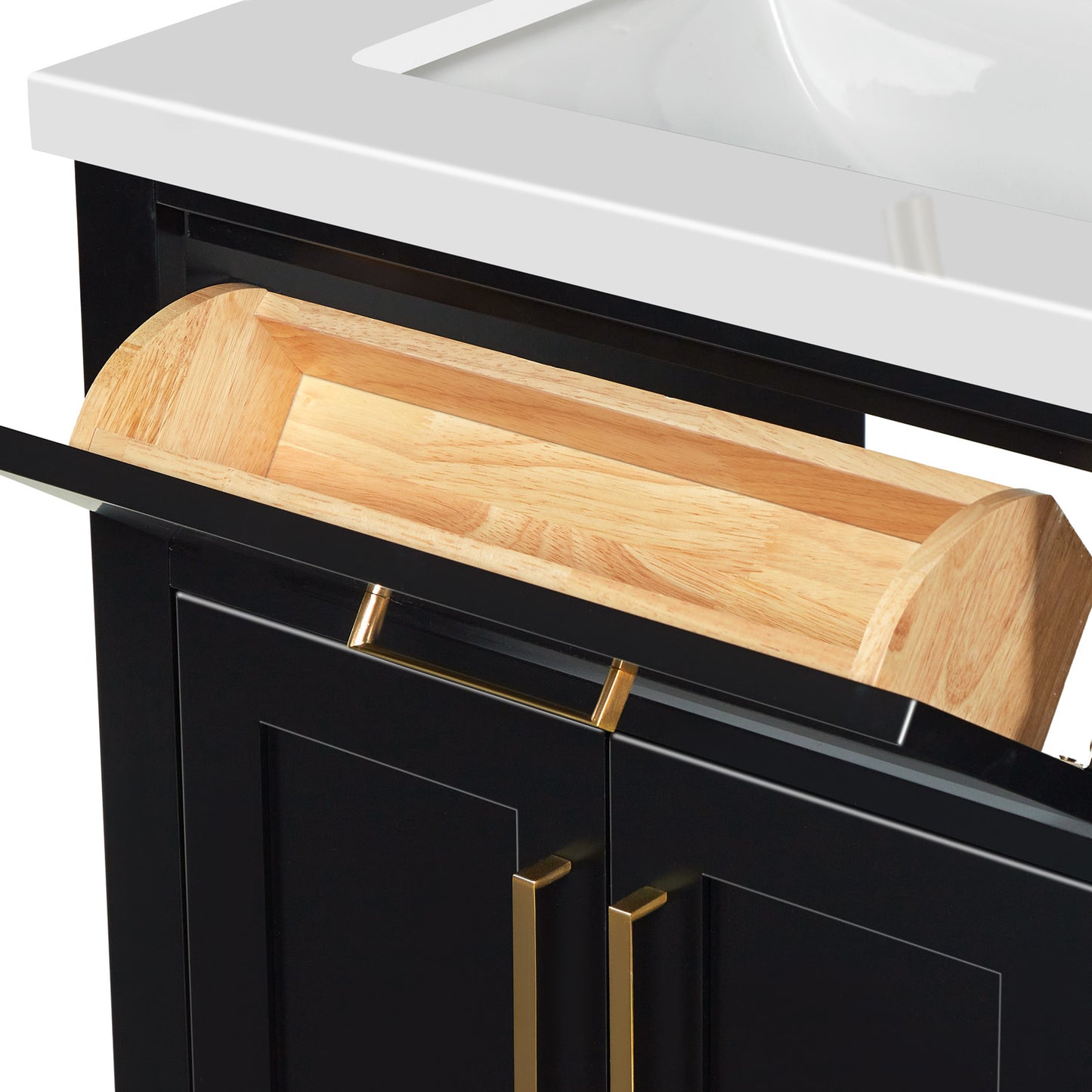 Isabella 66-Inch Black bathroom vanity on white background – product photo 3