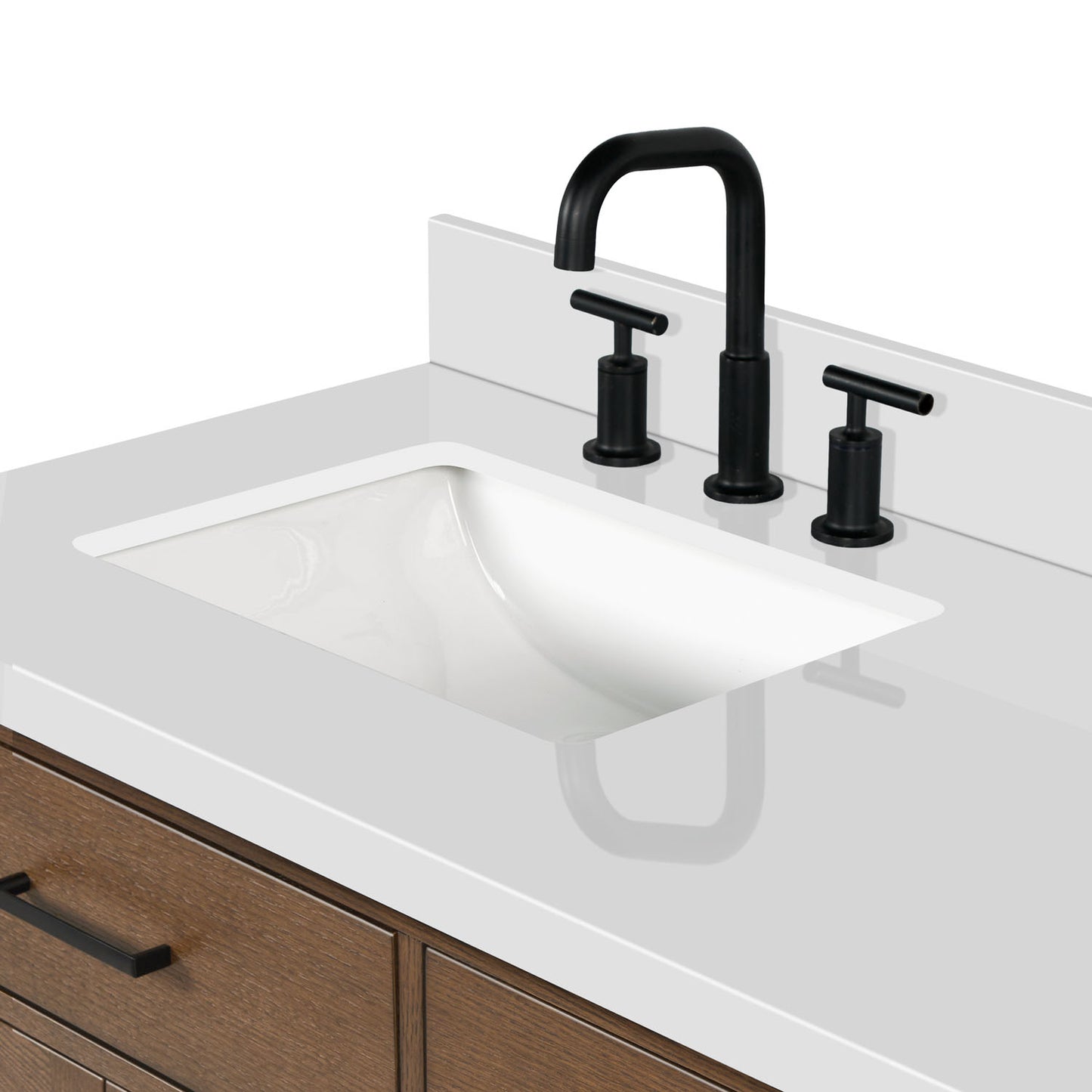 Isabella 66-Inch Brown Oak bathroom vanity on white background – product photo 13