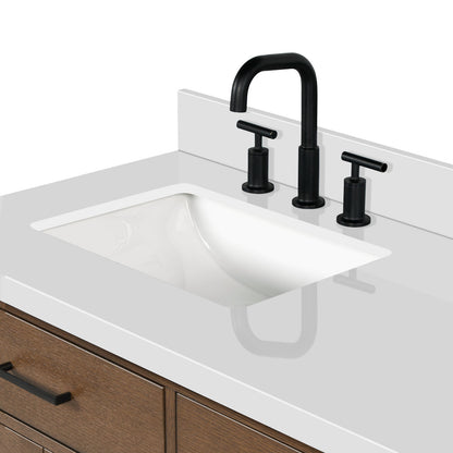 Isabella 66-Inch Brown Oak bathroom vanity on white background – product photo 13