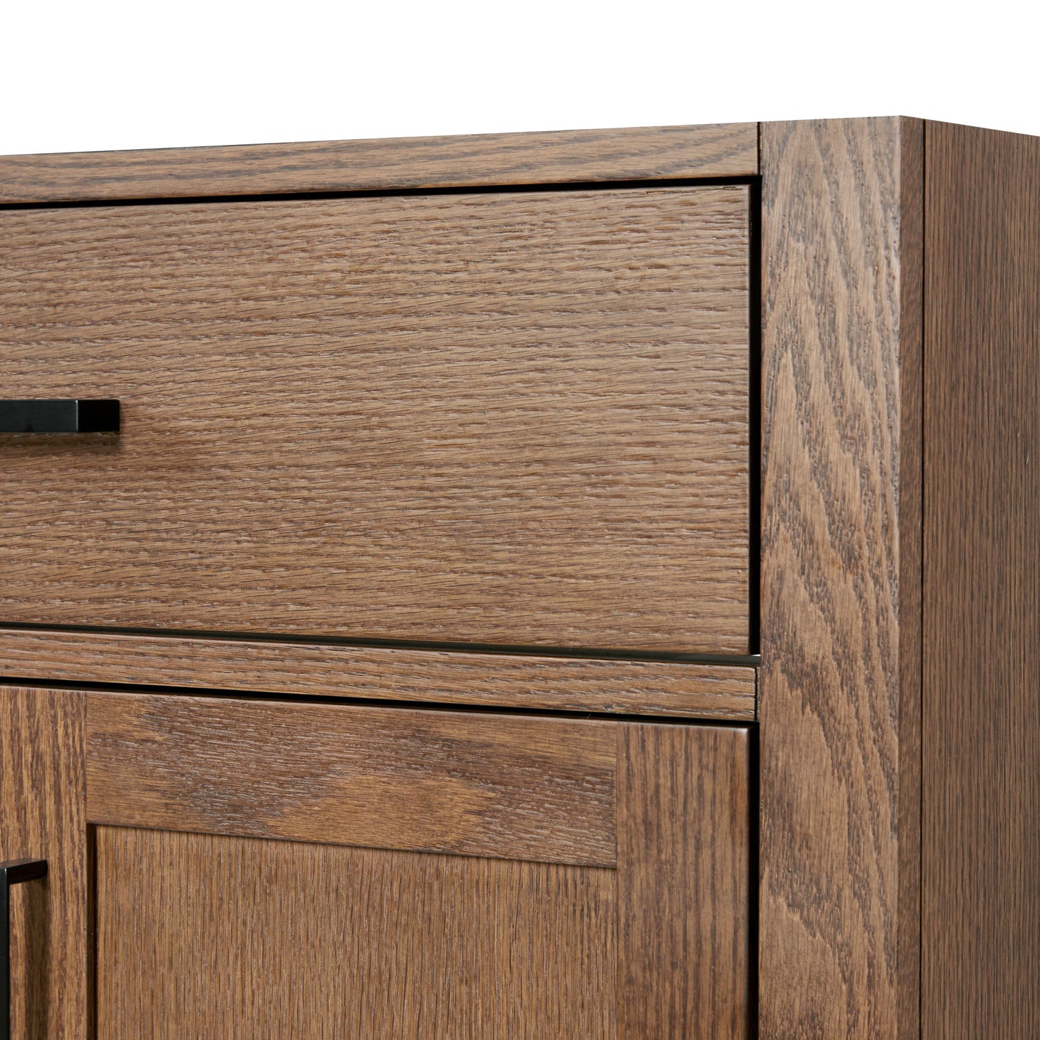 Isabella 66-Inch Brown Oak bathroom vanity on white background – product photo 10