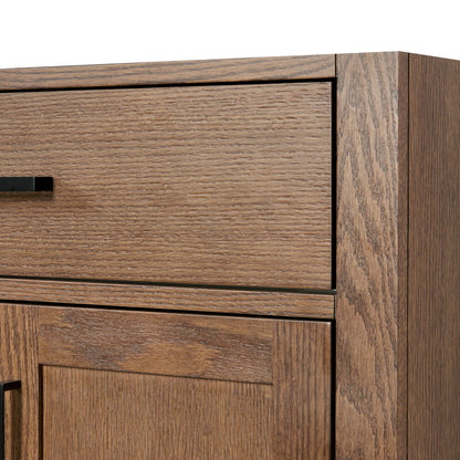 Isabella 66-Inch Brown Oak bathroom vanity on white background – product photo 10