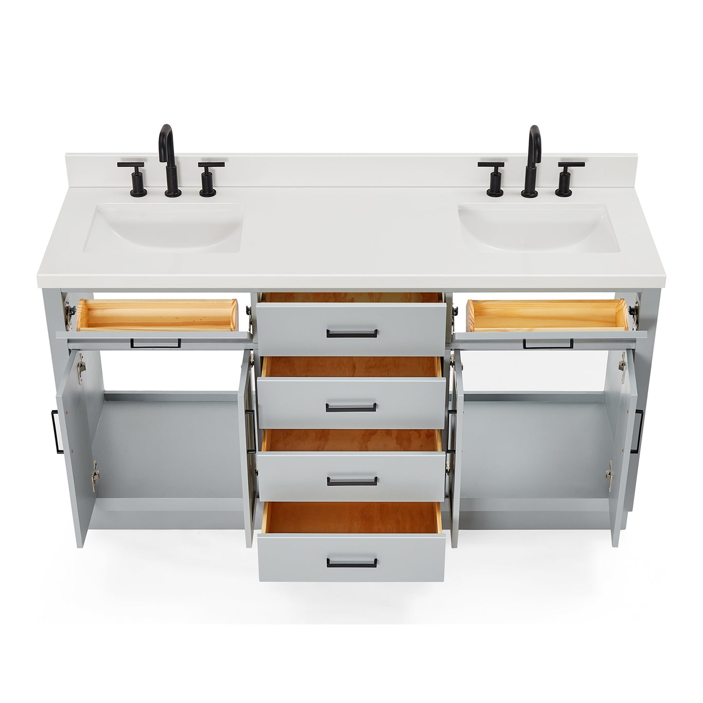 Isabella 66-Inch Grey bathroom vanity on white background – product photo 2