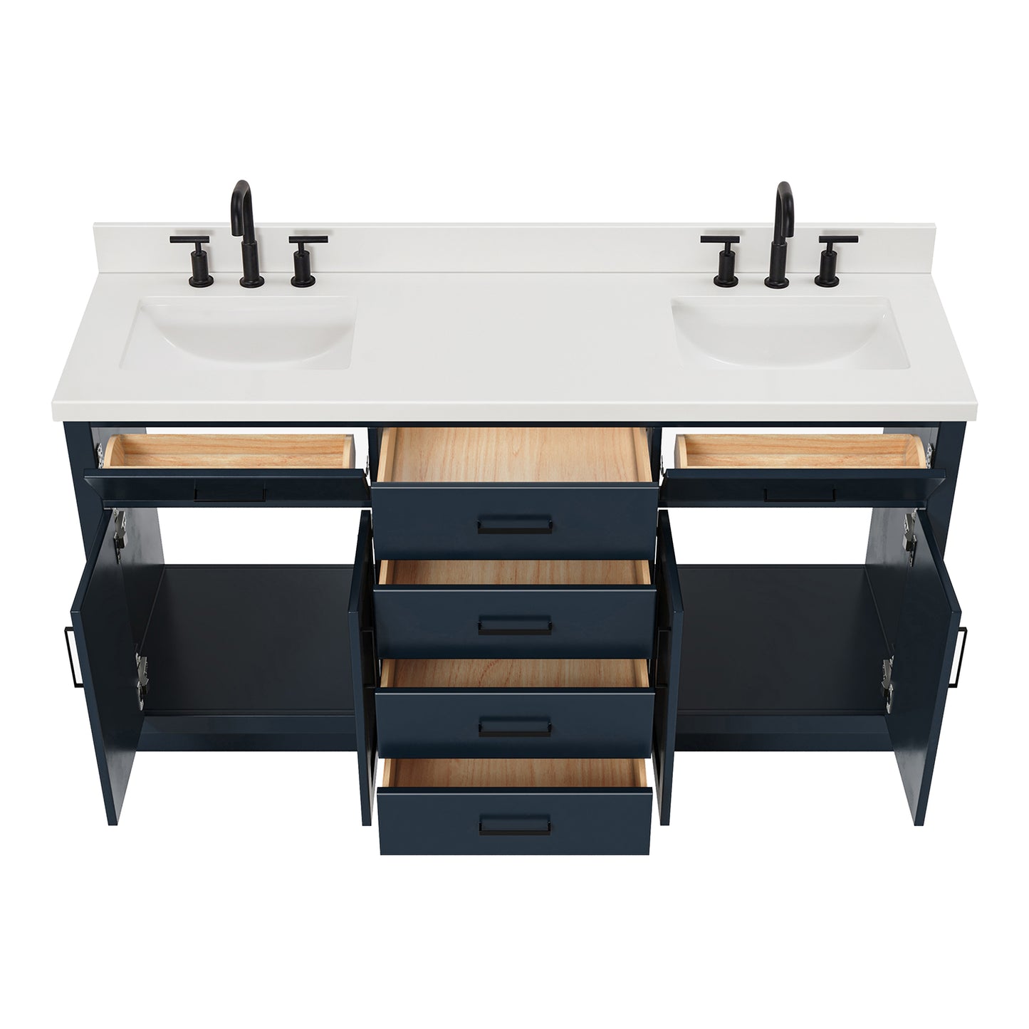 Isabella 66-Inch Midnight Blue bathroom vanity on white background – product photo 2