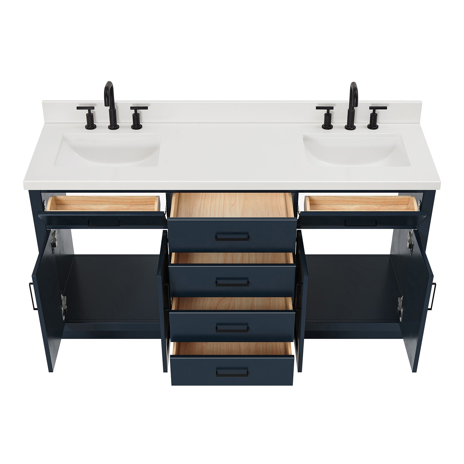 Isabella 66-Inch Midnight Blue bathroom vanity on white background – product photo 2