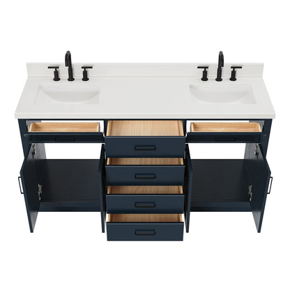 Isabella 66-Inch Midnight Blue bathroom vanity on white background – product photo 2