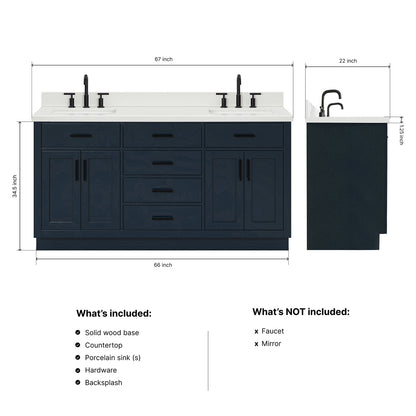 Isabella 66-Inch Midnight Blue bathroom vanity dimensions