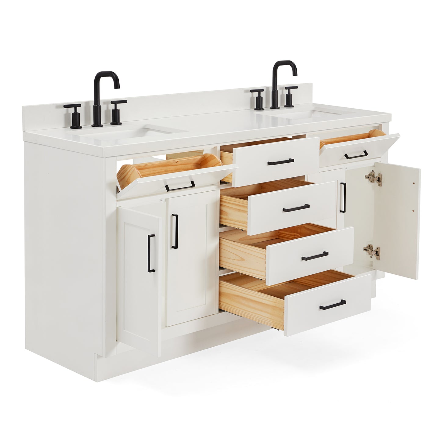 Isabella 66-Inch White bathroom vanity on white background – product photo 1
