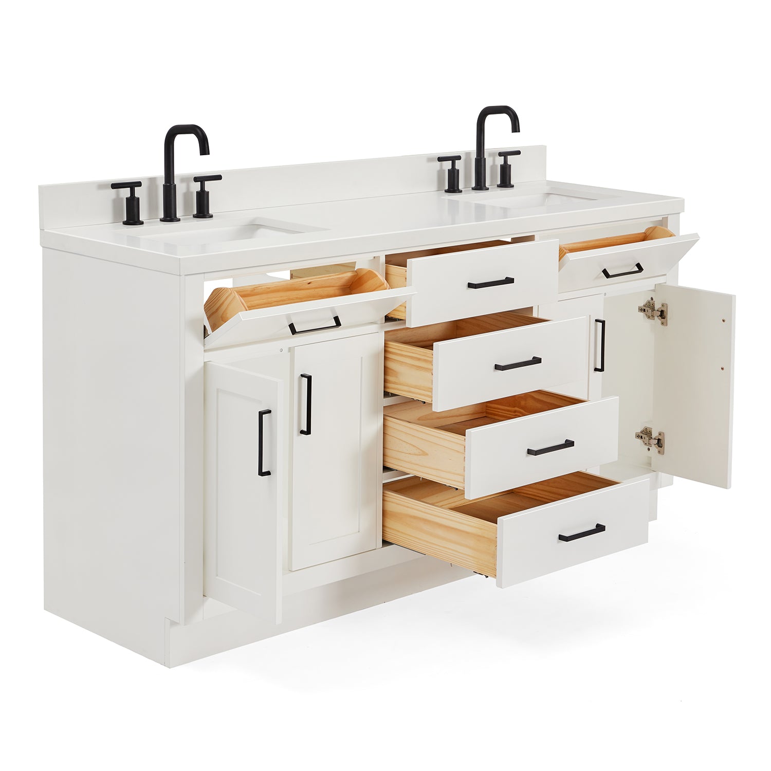 Isabella 66-Inch White bathroom vanity on white background – product photo 1