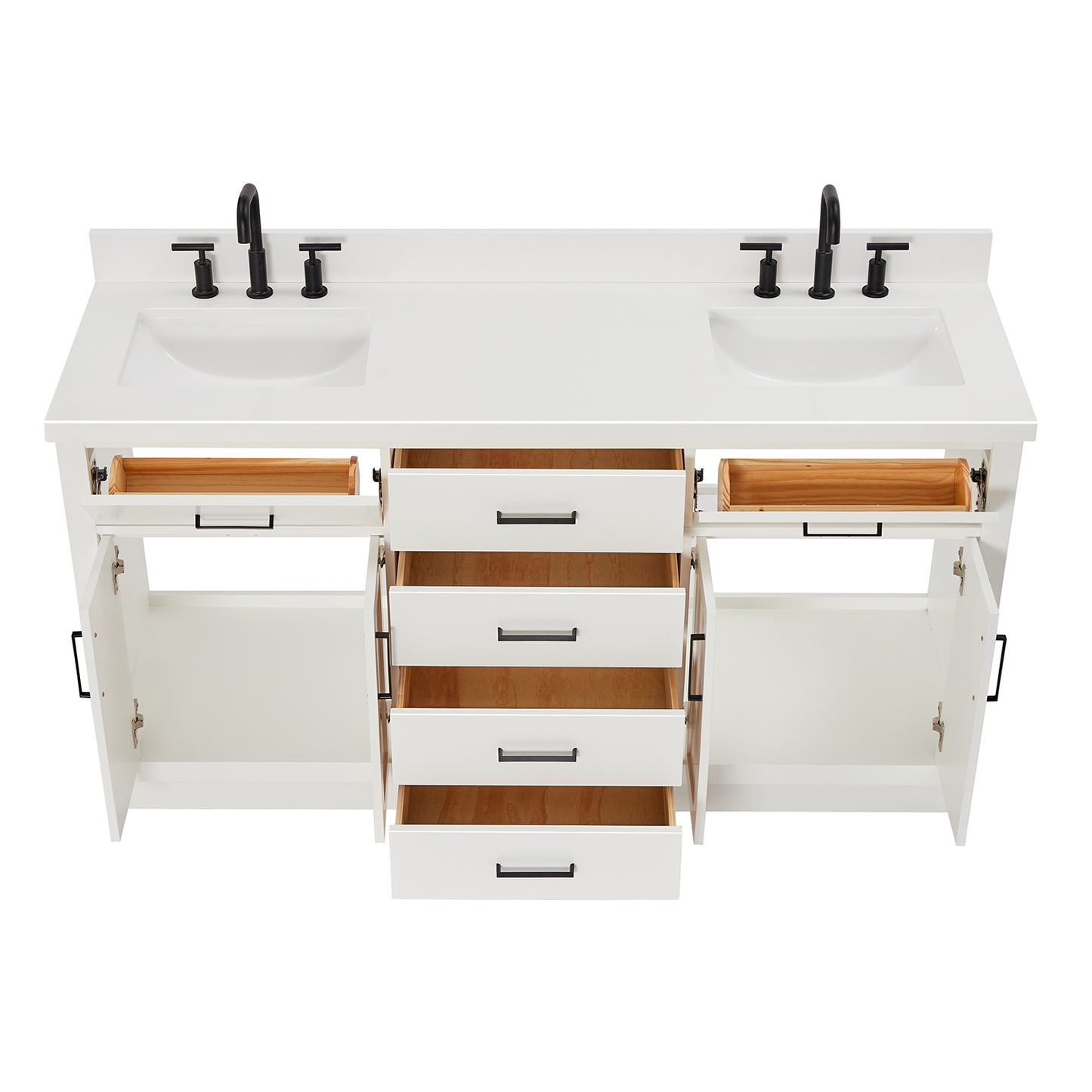 Isabella 66-Inch White bathroom vanity on white background – product photo 2