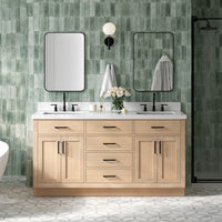 Isabella 66-Inch White Oak bathroom vanity in styled bathroom setting