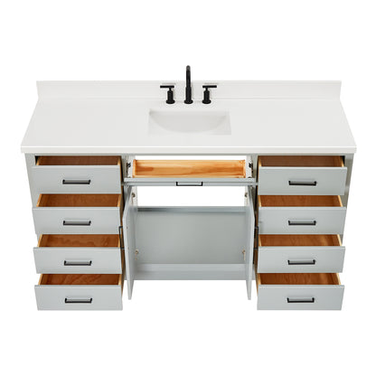 Isabella 66-Inch Grey bathroom vanity on white background – product photo 2